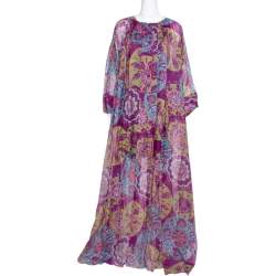 Dior Purple Floral Print Organza Oversized Kaftan Dress (One Size)