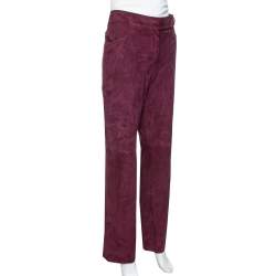 مملوكة مسبقًا Dior Bordeaux Suede Flared Trousers M