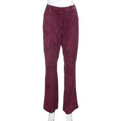 مملوكة مسبقًا Dior Bordeaux Suede Flared Trousers M