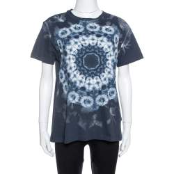 Pre Owned Dior Midnight Blue Printed Cotton & Linen Kalei Diorscopic T-Shirt M