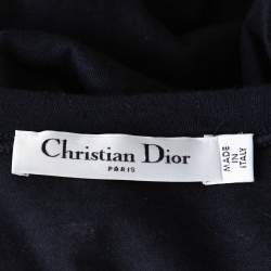 Pre Owned Dior Midnight Blue Printed Cotton & Linen Kalei Diorscopic T-Shirt M