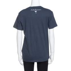 Pre Owned Dior Midnight Blue Printed Cotton & Linen Kalei Diorscopic T-Shirt M