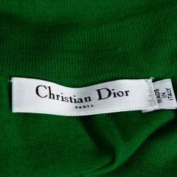 Dior Green Cashmere & Silk Knit Embellished Neck Top M