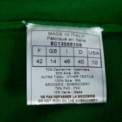 Dior Green Cashmere & Silk Knit Embellished Neck Top M