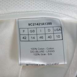 Pre Owned Dior White Textured Cotton Pleated Palazzo Pants L