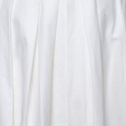 Pre Owned Dior White Textured Cotton Pleated Palazzo Pants L