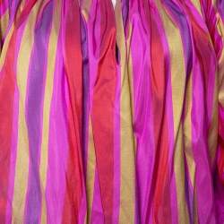 Dior Multicolor Striped Raw Silk Gathered Blouse M