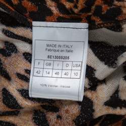 Dior Brown Leopard Print Knit Pleat Front Top L 