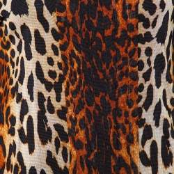 Dior Brown Leopard Print Knit Pleat Front Top L 
