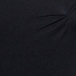 Pre Owned Dior Black Cotton & Silk Floral Detail Long Sleeve Top S