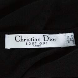 Pre Owned Dior Black Cotton & Silk Floral Detail Long Sleeve Top S
