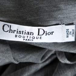 Pre Owned Dior Grey Silk Knit Floral Applique Detail Sleeveless Top S