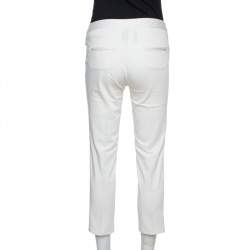 Dior Boutique Off White Stretch Cotton Cropped Pants S