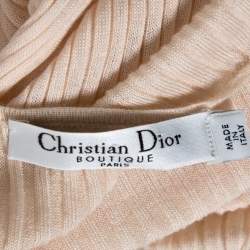 Christian Dior Beige Rib Knit Front Tie Detail Sleeveless Top S