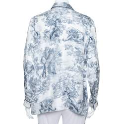 Christian Dior White Toile de Jouy Printed Silk Chez Moi Pajama Jacket M
