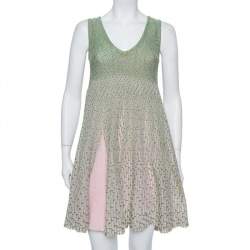 Dior Green & Pink Lurex Knit Flared Tent Dress S