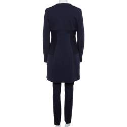 Christian Dior Navy Blue Wool Paneled Coat & Tapered leg Trousers Set M