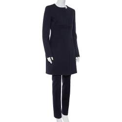 Christian Dior Navy Blue Wool Paneled Coat & Tapered leg Trousers Set M