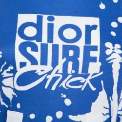 Pre Owned Christian Dior Blue Surf Chick Printed Cotton Racer Back Detail Top S