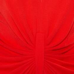 Christian Dior Red Knit  Lace Trim Draped Detail Midi Dress L