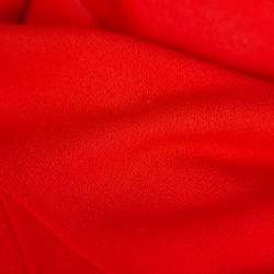 Christian Dior Red Knit  Lace Trim Draped Detail Midi Dress L