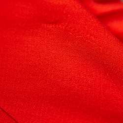 Christian Dior Red Knit  Lace Trim Draped Detail Midi Dress L
