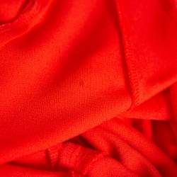 Christian Dior Red Knit  Lace Trim Draped Detail Midi Dress L