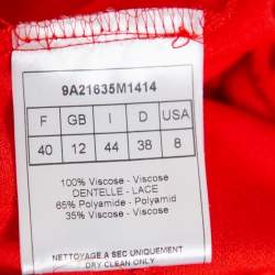 Christian Dior Red Knit  Lace Trim Draped Detail Midi Dress L