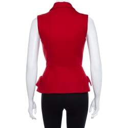 Pre Owned Christian Dior Red Wool Sleeveless Blazer M