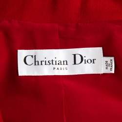 Pre Owned Christian Dior Red Wool Sleeveless Blazer M