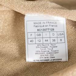 Pre Owned Christian Dior Gold Lurex Knit Bead Embellished Button Front Cardigan L