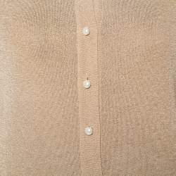 Pre Owned Christian Dior Gold Lurex Knit Bead Embellished Button Front Cardigan L