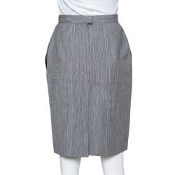 Christian Dior Grey Wool High Waist Pencil Skirt M