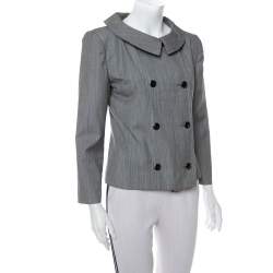 Christian Dior Grey Wool Double Breasted Vintage Blazer M