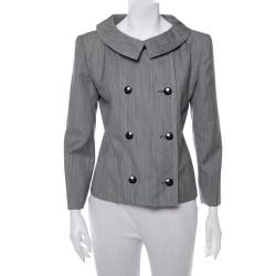 Christian Dior Grey Wool Double Breasted Vintage Blazer M