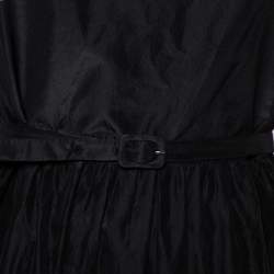 Christian Dior Black Silk Belted Tiered Maxi Dress L