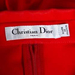 Christian Dior Orange Cotton Embellished Detail Collared Mini Dress M