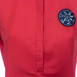 Christian Dior Orange Cotton Embellished Detail Collared Mini Dress M