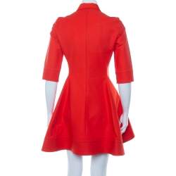 Christian Dior Orange Cotton Embellished Detail Collared Mini Dress M