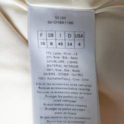 Christian Dior Cream Wool & Silk Collar Detail Pleated Belted Mini Dress S