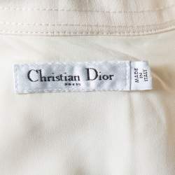 Christian Dior Cream Wool & Silk Collar Detail Pleated Belted Mini Dress S