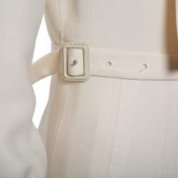 Christian Dior Cream Wool & Silk Collar Detail Pleated Belted Mini Dress S