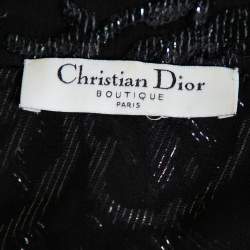 Pre Owned Christian Dior Vintage Black Devore Waist Tie Detail Button Front Shirt M