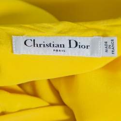 Christian Dior Yellow Crepe Trail Detail One Shoulder Maxi Dress S