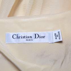 Pre Owned Christian Dior Yellow Embellished Silk Lace Detail Mini Dress S