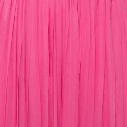 Christian Dior Pink Silk Chiffon Pleated Sleeveless Gown M