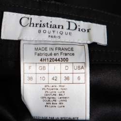 Pre Owned Christian Dior Black Wool Rockstud Leather Belt Detail Straight Leg Pants M
