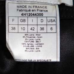 Pre Owned Christian Dior Black Wool Rockstud Leather Belt Detail Straight Leg Pants M