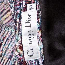 مملوكة مسبقًا Christian Dior Multicolor Textured Cotton Frayed Hem Dress Coat M