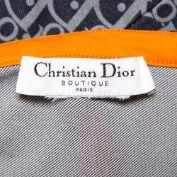 Pre Owned Christian Dior Vintage Navy Blue Logo Monogram Jersey Contrast Trim Camisole M